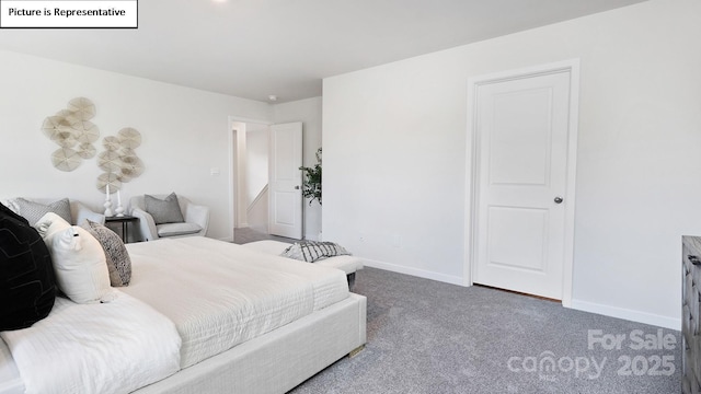bedroom featuring carpet flooring and baseboards