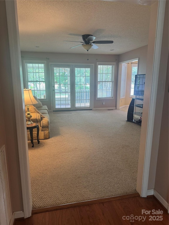 165 Graceland Pl, Salisbury, NC 28146 - interior space featuring a ceiling fan, baseboards, a textured ceiling, and carpet