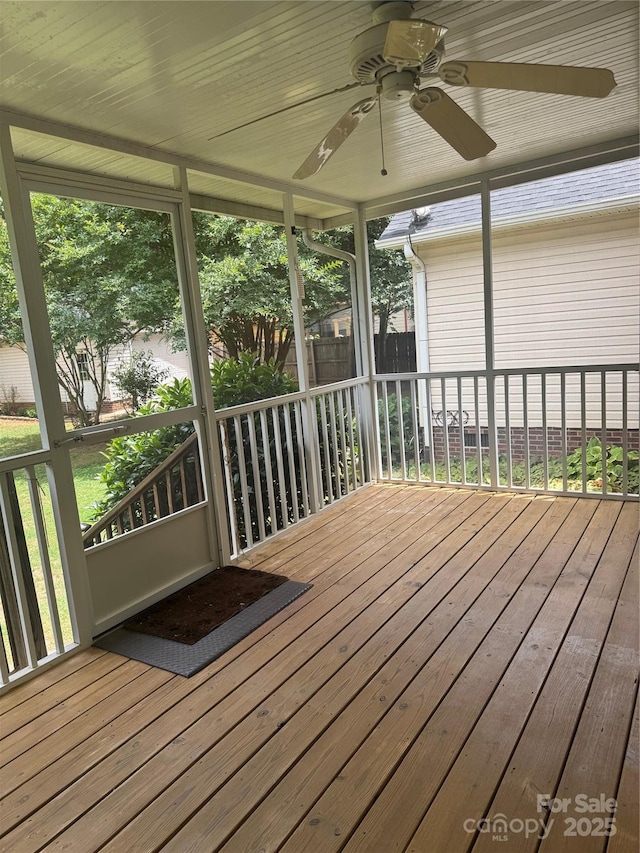 165 Graceland Pl, Salisbury, NC 28146 - unfurnished sunroom featuring ceiling fan and plenty of natural light