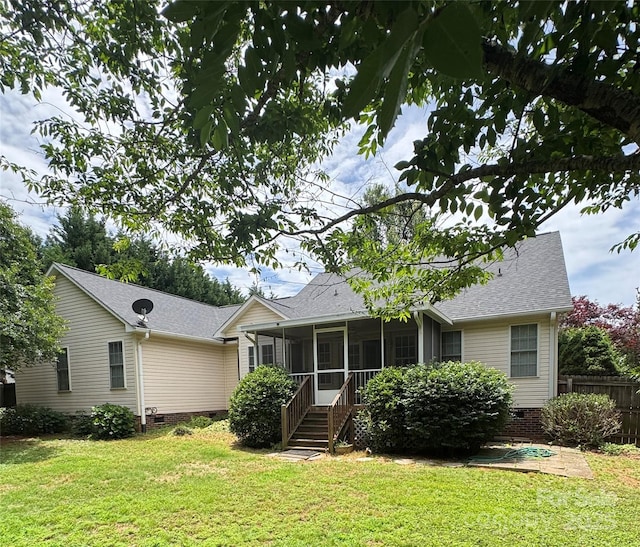 165 Graceland Pl, Salisbury, NC 28146 - rear view of house with crawl space, a sunroom, and roof with shingles