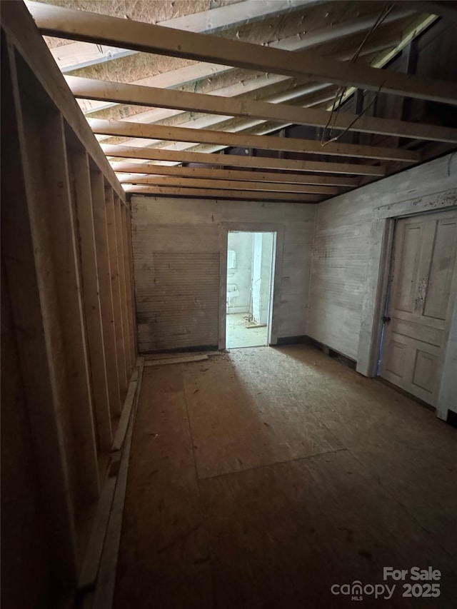 view of unfinished attic