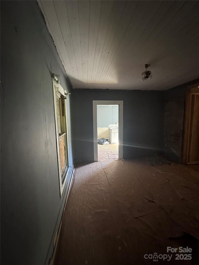 interior space with wood ceiling
