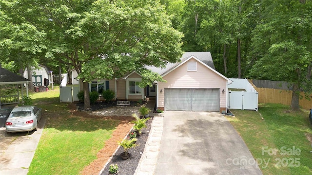 6736 Raeburn Ln, Charlotte, NC 28227 - single story home with a garage, a front lawn, fence, and driveway