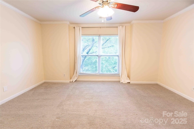 525 N Graham St Unit 3F, Charlotte, NC 28202 - carpeted spare room with crown molding, a ceiling fan, and baseboards