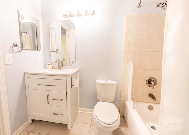 525 N Graham St Unit 3F, Charlotte, NC 28202 - bathroom with shower / bath combo, tile patterned floors, baseboards, vanity, and toilet