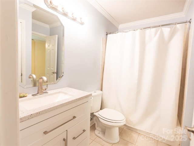 525 N Graham St Unit 3F, Charlotte, NC 28202 - full bathroom featuring tile patterned flooring, ornamental molding, toilet, and vanity