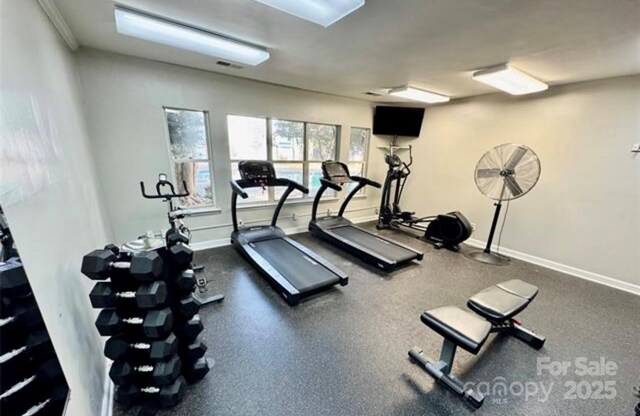 525 N Graham St Unit 3F, Charlotte, NC 28202 - gym featuring baseboards