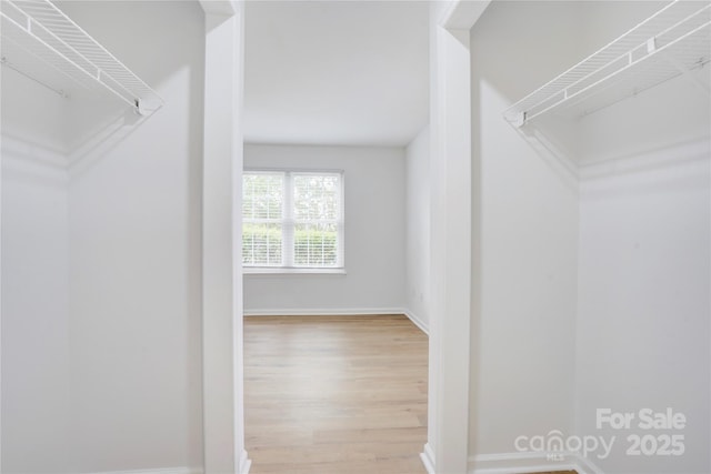 spacious closet with wood finished floors