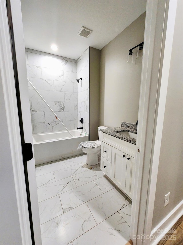 1247 Beltline Rd Unit 1, Chester, SC 29706 - bathroom featuring marble finish flooring, vanity, bathing tub / shower combination, and recessed lighting