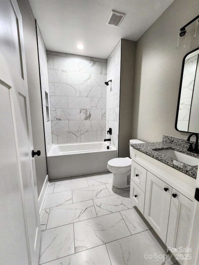 1247 Beltline Rd Unit 1, Chester, SC 29706 - full bathroom featuring marble finish floors, vanity, shower / washtub combination, and recessed lighting