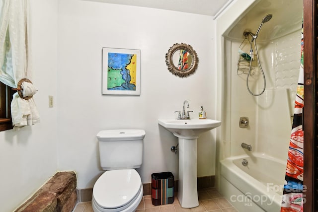 675 Terrys Gap Rd, Hendersonville, NC 28792 - bathroom featuring bathing tub / shower combination, toilet, and tile patterned flooring