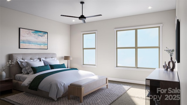 808 Garringer Pl, Charlotte, NC 28208 - bedroom featuring carpet, baseboards, ceiling fan, and recessed lighting
