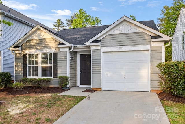 7616 Monarch Birch Ln, Charlotte, NC 28215 - ranch-style house with a garage, driveway, and a shingled roof