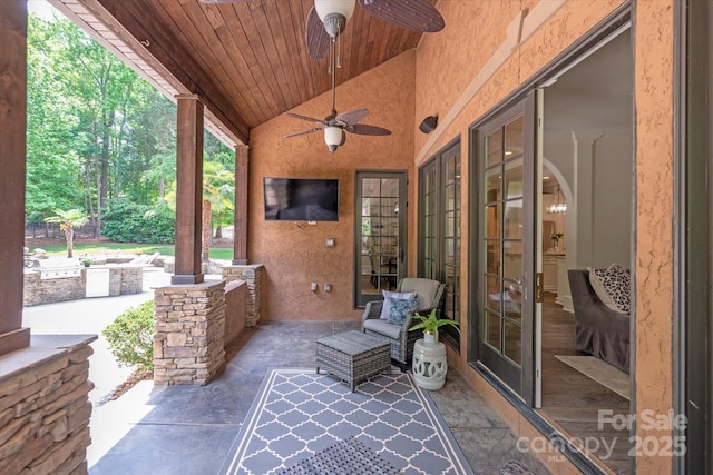 view of patio with a ceiling fan