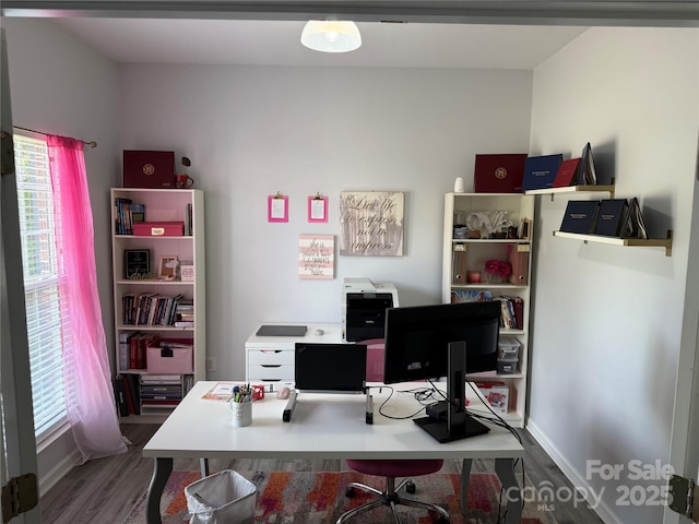 12244 Wallace Ridge Dr, Charlotte, NC 28269 - office space featuring baseboards, a wealth of natural light, and wood finished floors