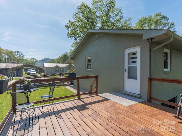 deck with a yard