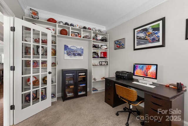 1004 Craven St, Indian Trail, NC 28079 - home office with crown molding and carpet