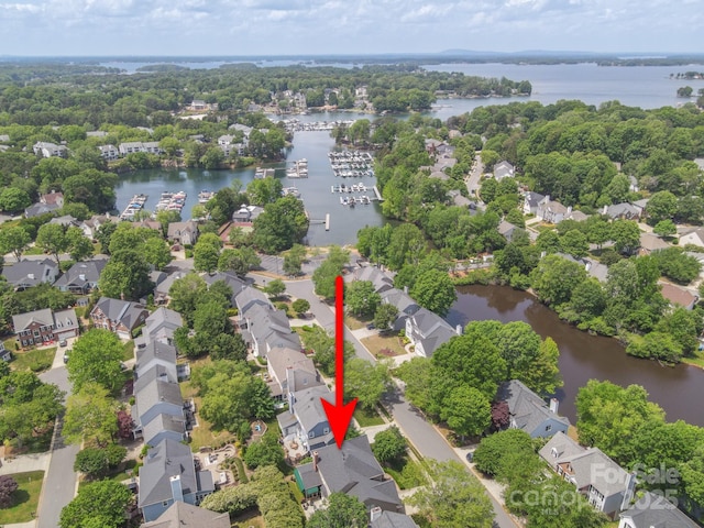 21203 Harken Dr, Cornelius, NC 28031 - drone / aerial view featuring a water view and a residential view