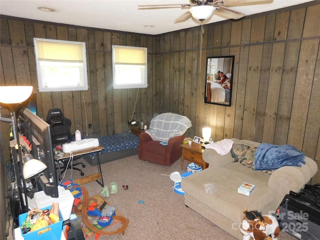 interior space with wooden walls