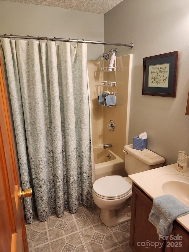 107 Buckner Dr, Roan Mountain, TN 37687 - bathroom with vanity, shower / tub combo, tile patterned flooring, and toilet