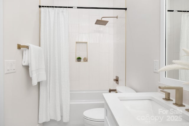 1534 Easy St, Belmont, NC 28012 - bathroom featuring toilet, shower / bath combo, and vanity
