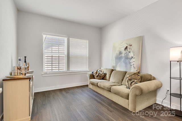 5112 Larewood Dr, Charlotte, NC 28215 - living room featuring baseboards and dark wood-style floors