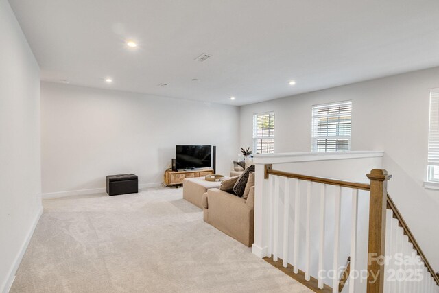 5112 Larewood Dr, Charlotte, NC 28215 - living area featuring recessed lighting, carpet, baseboards, and visible vents