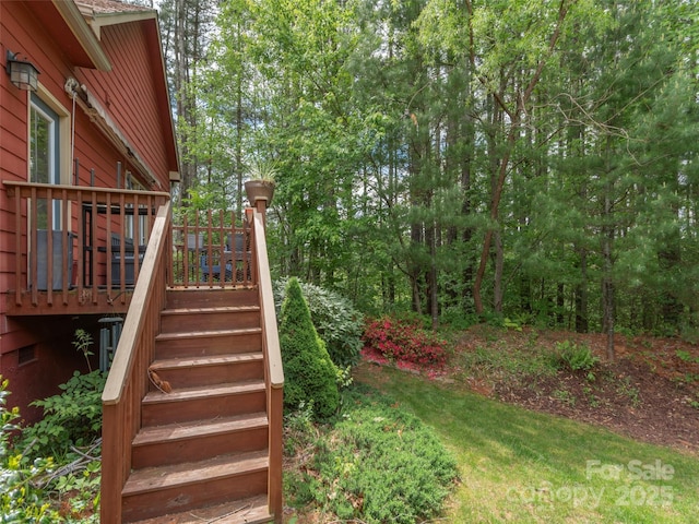 54 Sapling Ln, Waynesville, NC 28786 - view of yard featuring stairway and a deck