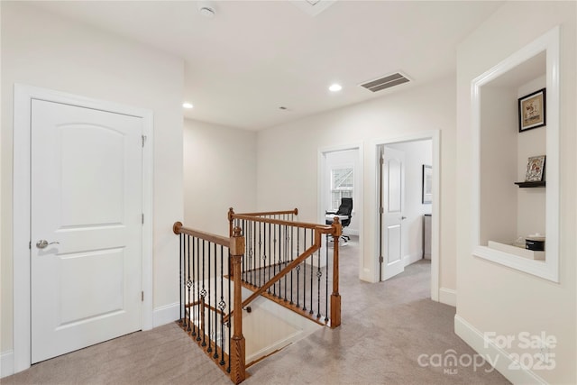 5422 Shannon Bell Ln, Charlotte, NC 28277 - hallway featuring an upstairs landing, carpet floors, baseboards, and recessed lighting