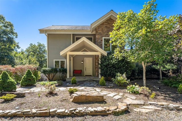view of front of house featuring stone siding