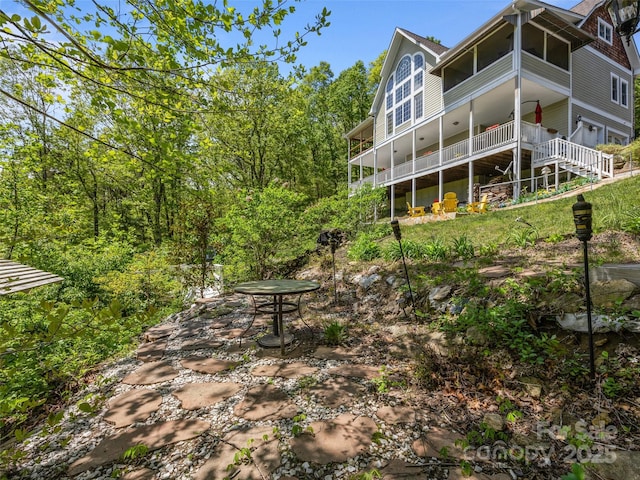 view of yard with stairway