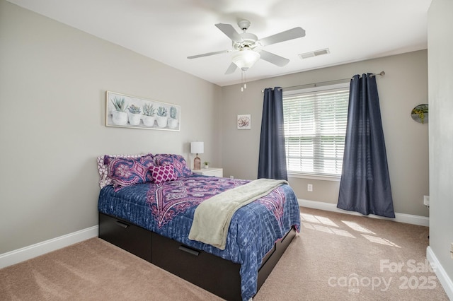 7730 Windsor Forest Pl, Harrisburg, NC 28075 - bedroom with ceiling fan, carpet floors, baseboards, and visible vents