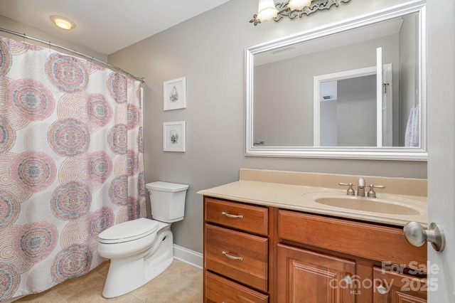 7730 Windsor Forest Pl, Harrisburg, NC 28075 - bathroom with vanity, toilet, baseboards, and tile patterned floors