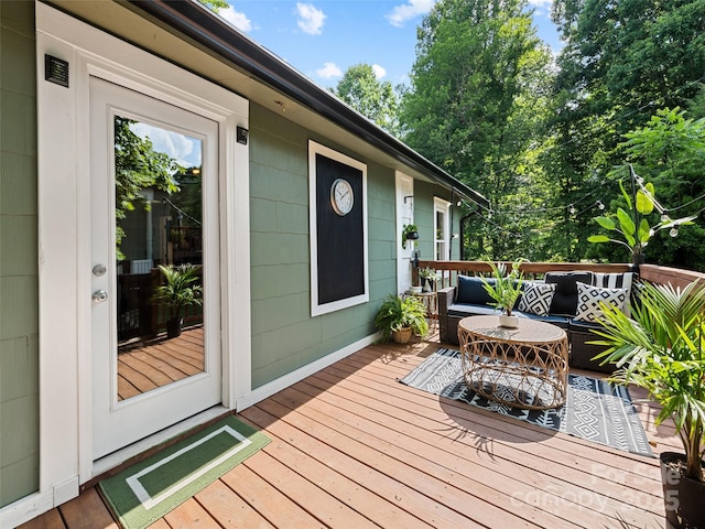 68 Piney Mountain Church Rd, Candler, NC 28715 - wooden terrace featuring outdoor lounge area and visible vents