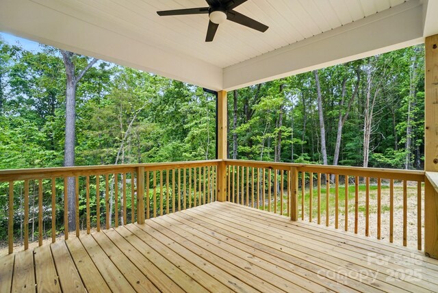 wooden deck with ceiling fan