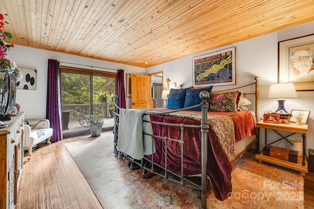 197 Gardenside Rd, Mars Hill, NC 28754 - bedroom featuring wood ceiling, wood finished floors, and access to exterior