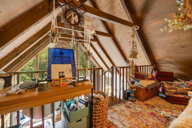 197 Gardenside Rd, Mars Hill, NC 28754 - bonus room with lofted ceiling with beams, wooden walls, and wooden ceiling