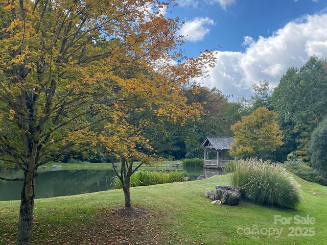 197 Gardenside Rd, Mars Hill, NC 28754 - view of yard with a gazebo and a water view
