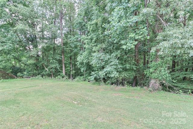 view of yard with a wooded view