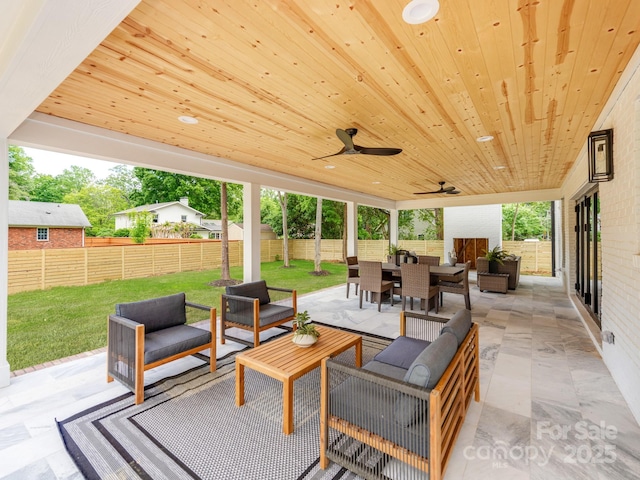 3501 Providence Rd, Charlotte, NC 28211 - view of patio / terrace featuring an outdoor hangout area, outdoor dining area, and ceiling fan