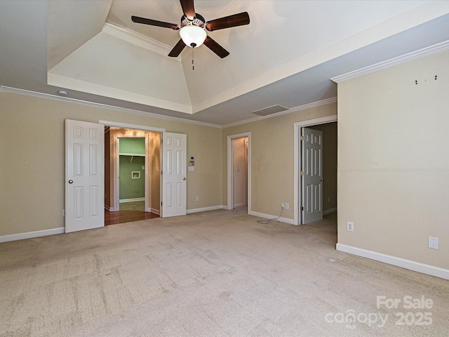 16511 Bridgehampton Club Dr, Charlotte, NC 28277 - unfurnished room with a raised ceiling, carpet, a ceiling fan, ornamental molding, and baseboards