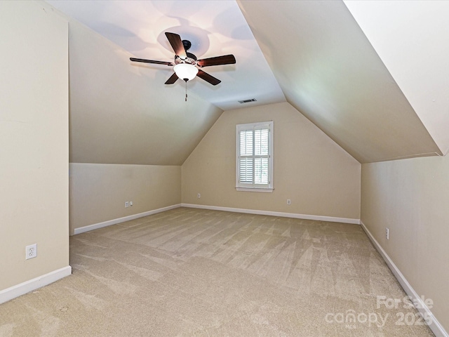 16511 Bridgehampton Club Dr, Charlotte, NC 28277 - additional living space with carpet flooring, lofted ceiling, baseboards, and a ceiling fan