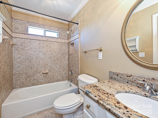 16511 Bridgehampton Club Dr, Charlotte, NC 28277 - full bath featuring toilet, crown molding, bathtub / shower combination, and vanity