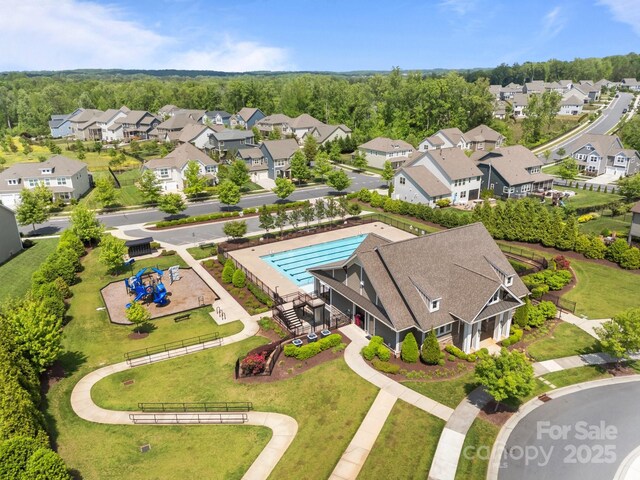 birds eye view of property featuring a residential view