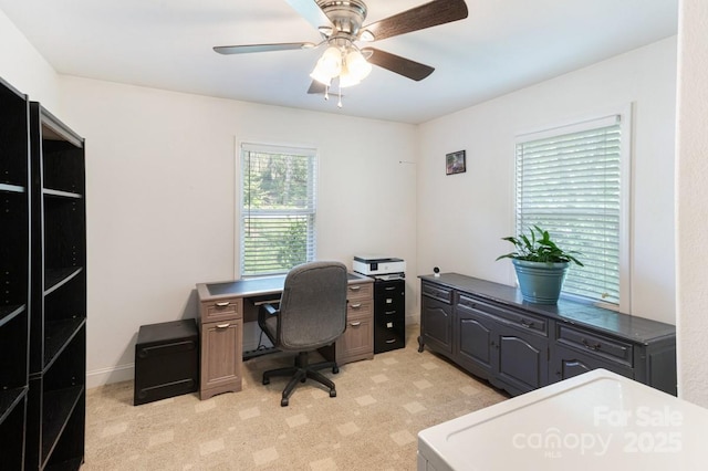 home office with ceiling fan