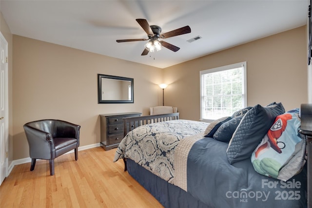 8525 Castlekeep Rd Unit 26, Charlotte, NC 28226 - bedroom with light wood-style floors, baseboards, and ceiling fan