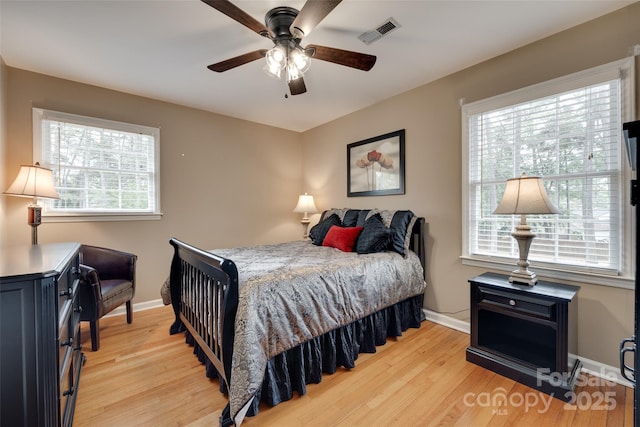 8525 Castlekeep Rd Unit 26, Charlotte, NC 28226 - bedroom featuring light wood-style floors, baseboards, and ceiling fan