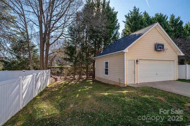 detached garage with fence