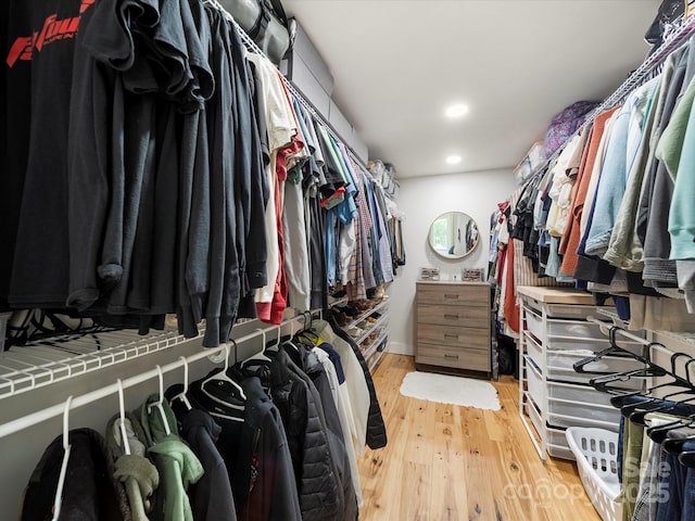 spacious closet with light wood finished floors