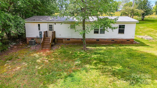 2844 Jamestown Rd Unit 2, Morganton, NC 28655 - back of house with crawl space, a yard, cooling unit, and metal roof